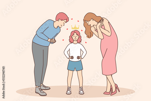 Happy child admire child in crown 