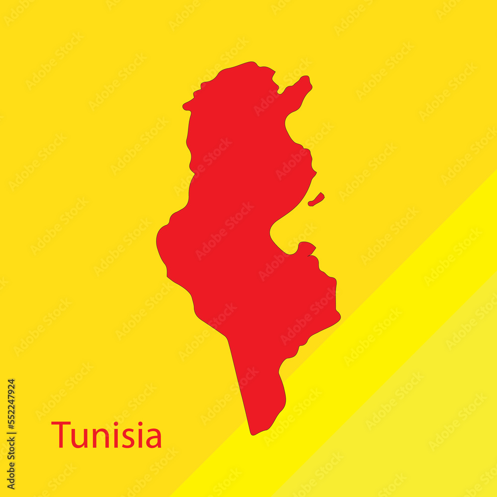 Tunisia map on yellow isolated background. Vector, Illustration. Tunisia map on yellow isolated background. Vector, Illustration.