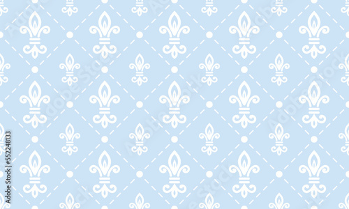 Damask Fleur de Lis pattern meaning vector seamless background wallpaper Fleur de Lis pattern Digital texture Design for print printable fabric saree border.