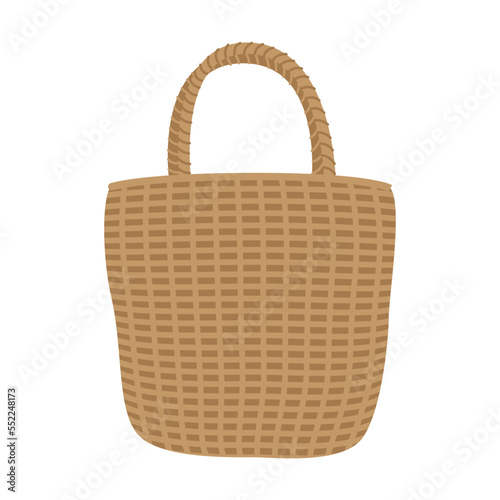 Eco basket bag vector illustration. Drawing of reusable zero waste bag isolated on white background. Environment, ecology