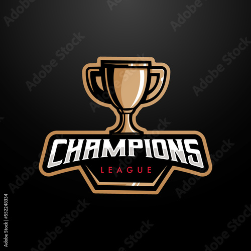 Trophy esport logo design. Champions league for sport and gaming