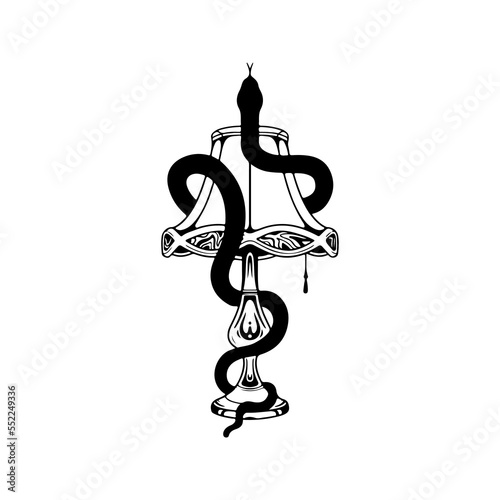 vector illustration of a lamp with a snake