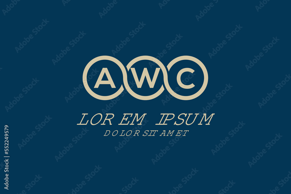 AWC initial monogram logo vector, AWC circle shape logo template corporate identity business card
