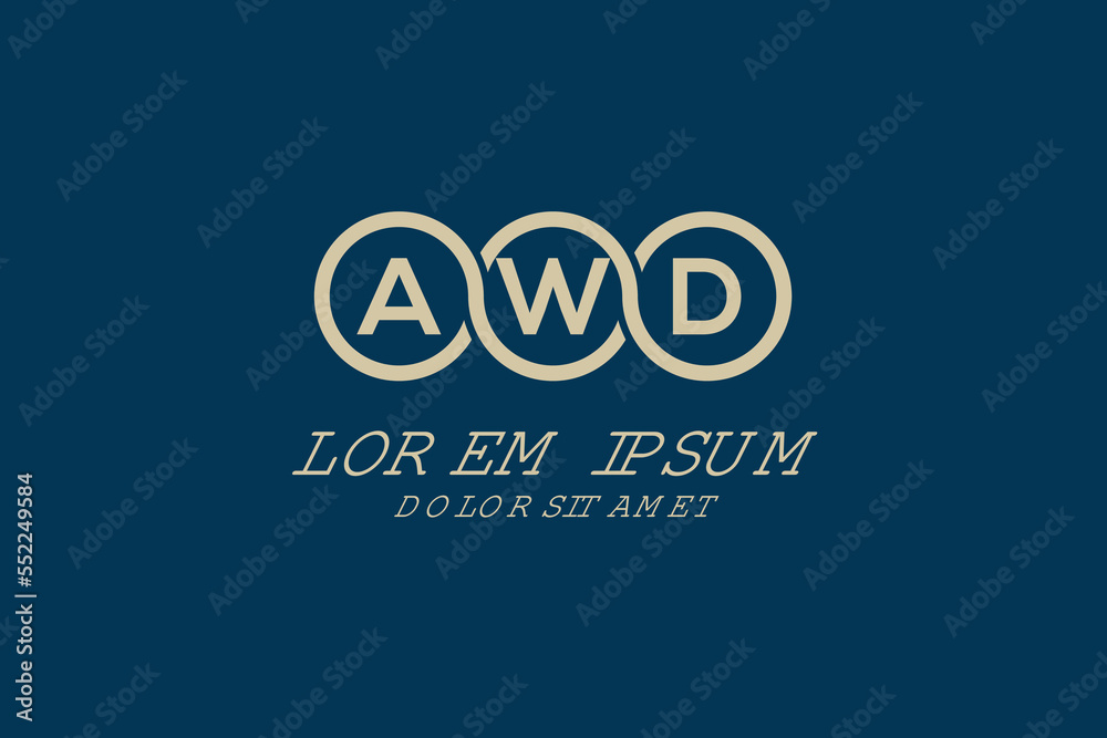 AWD initial monogram logo vector, AWD circle shape logo template corporate identity business card
