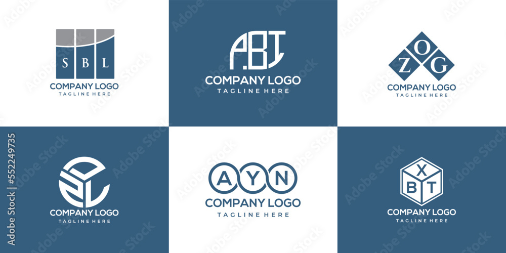 SBL, PBI, ZOG, ZDL, AYN, BXT letter logo design. creative initials letter logo concept.