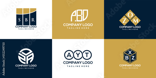 SBR, PBO, ZOM, ZDA, AYT,BXZ letter logo design. creative initials letter logo concept.
