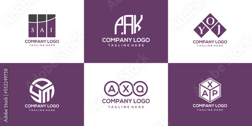 SAI, PAK, YOJ, YDE, AXQ, AXP letter logo design. creative initials letter logo concept.
 photo