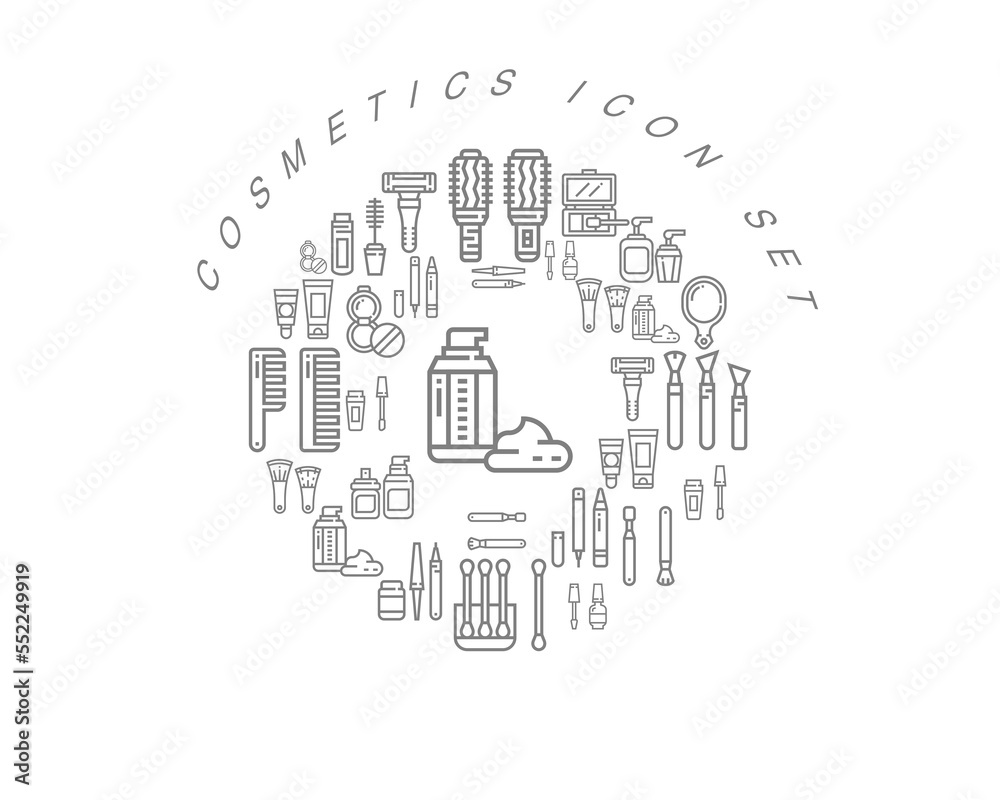 Vector cosmetics flat icon set design Vector cosmetics flat icon set design