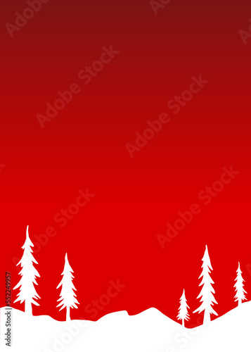 Simple winter themed background with some pine trees and snowy land and with some copy space area