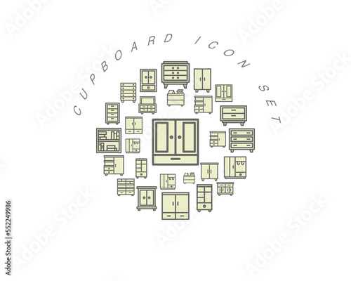 Vector cupboard flat icon set design