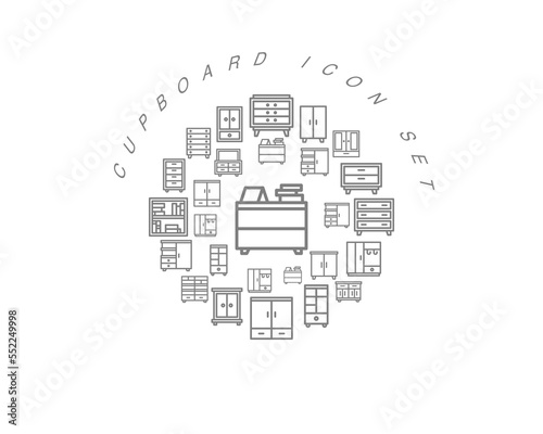 Vector cupboard flat icon set design