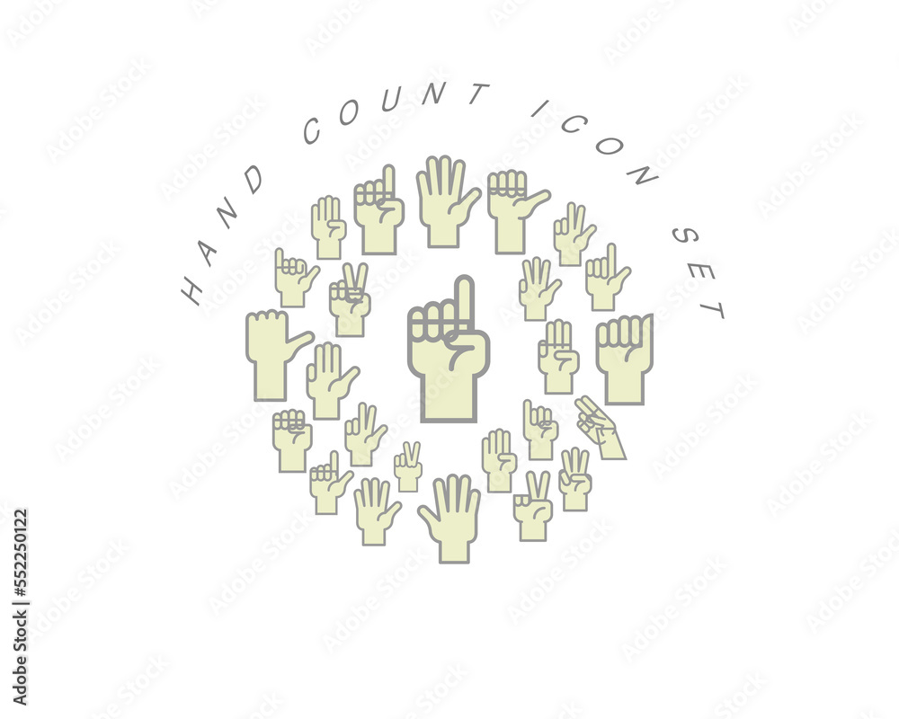 Vector hand count flat icon set design Vector hand count flat icon set design
