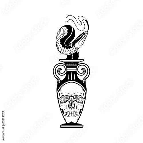 vector illustration of a jar with a snake