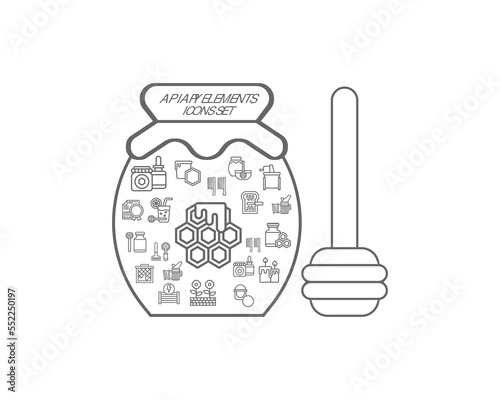 Vector apiary elements icon set