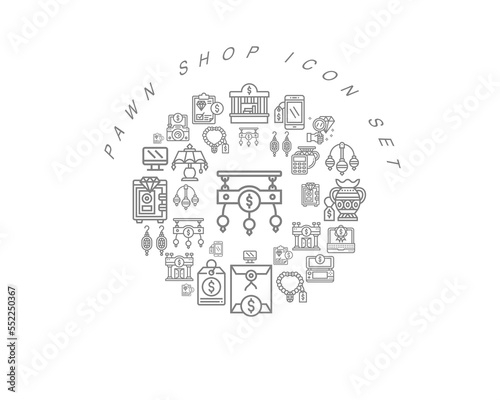 Vector pawn shop icon set