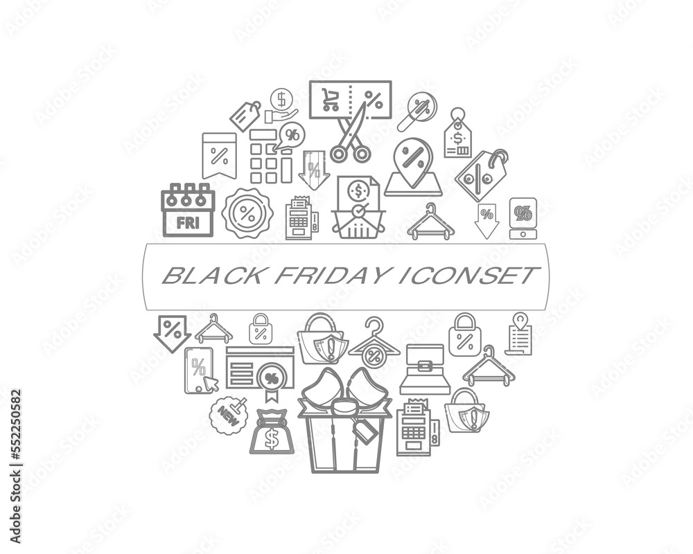 Vector black friday icon set 