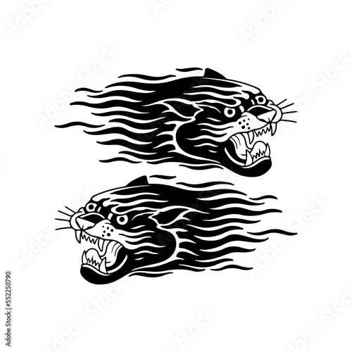 vector illustration of two black panthers