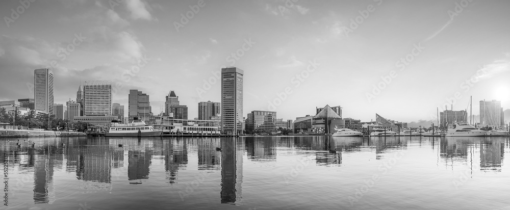 Downtown Baltiimore city skyline cityscape of Maryland