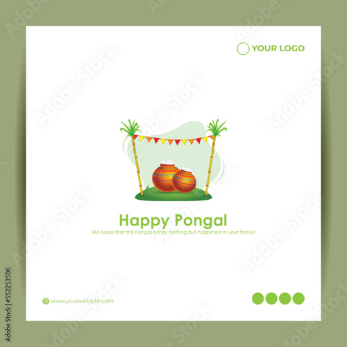 Vector illustration of Happy Pongal festival greeting banner template