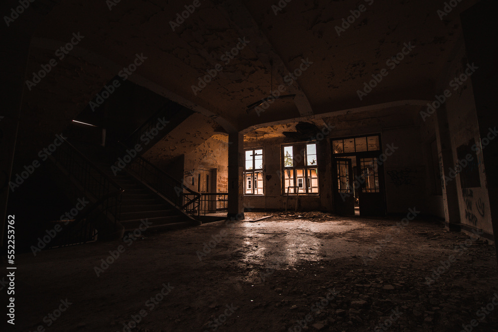 big hall in a lost place