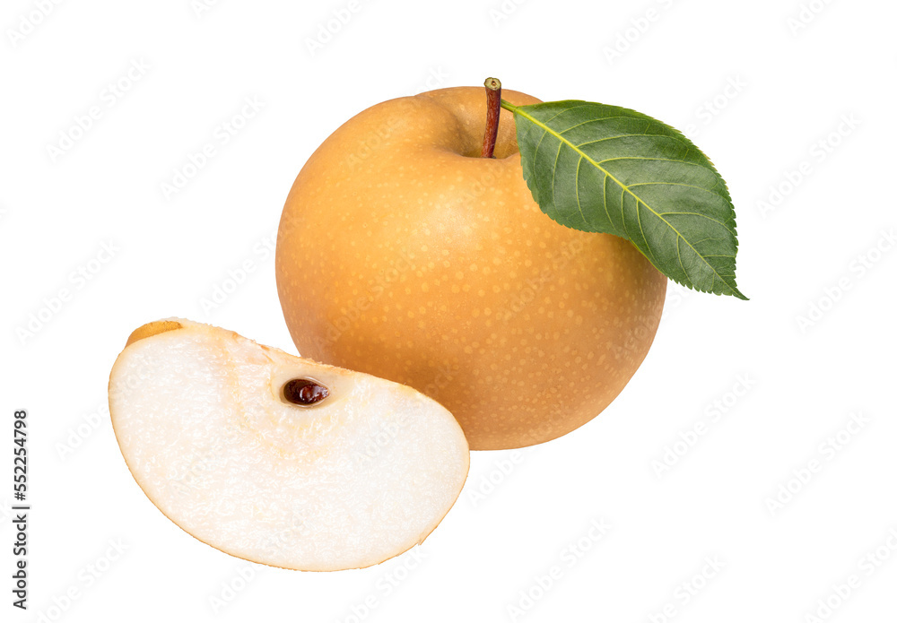 Premium Korean Sweet Pear on white background, Korean Snow pear or Shingo pear on white background PNG File. Premium Korean Sweet Pear on white background, Korean Snow pear or Shingo pear on white background PNG File.