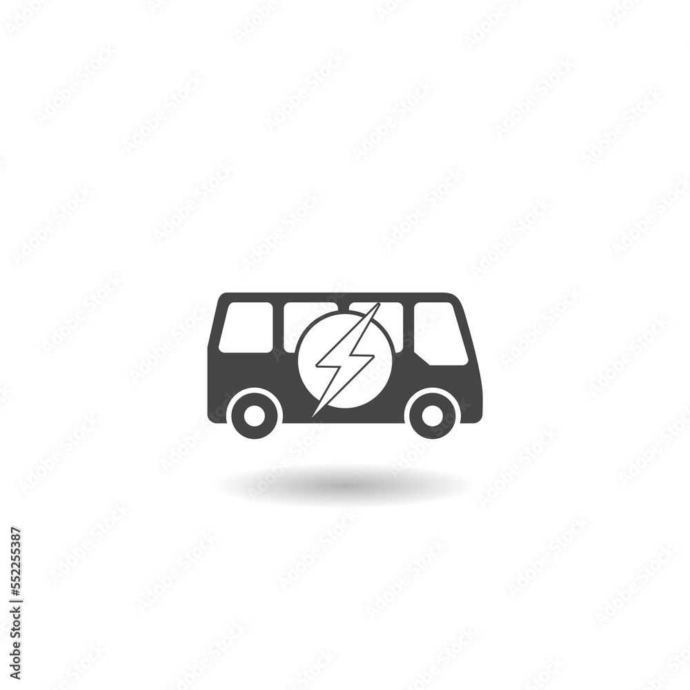 Electric Bus icon with shadow Electric Bus icon with shadow
