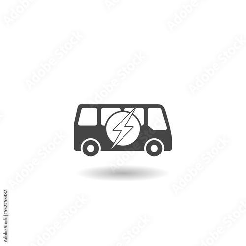 Electric Bus icon with shadow