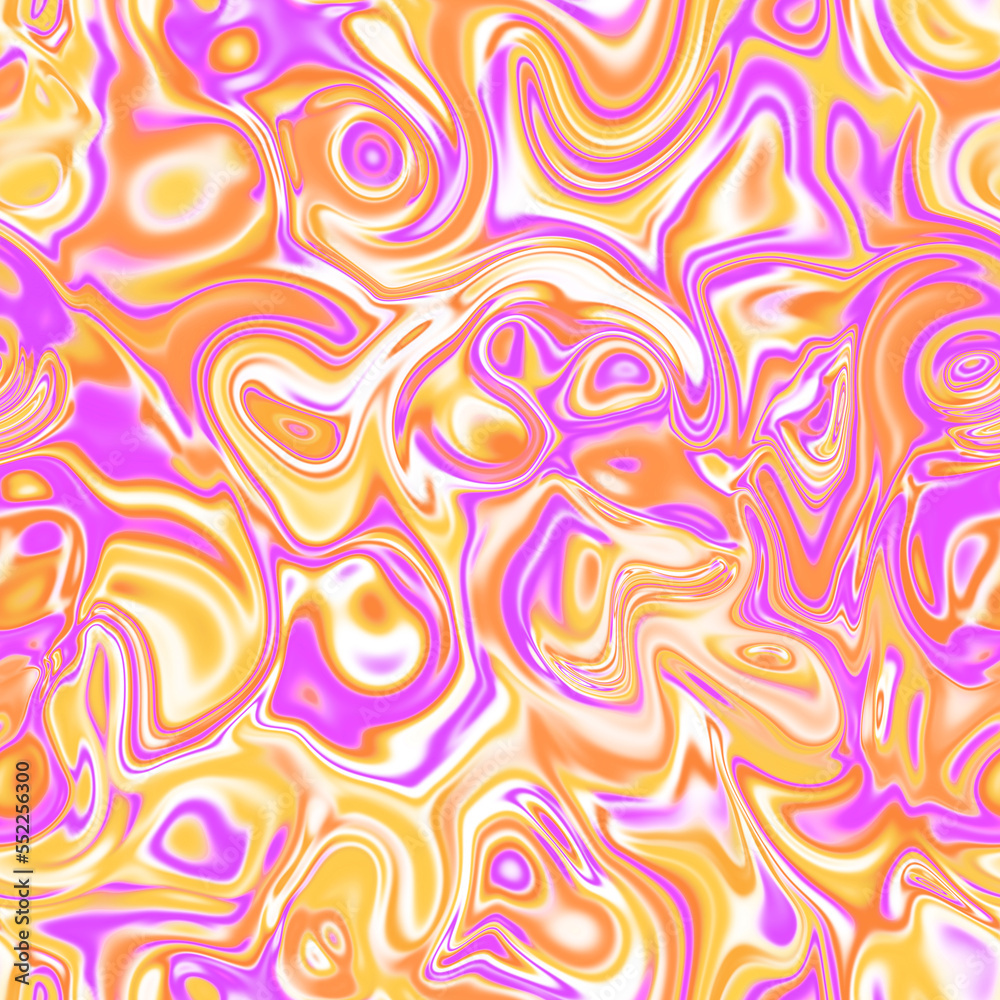 Obraz premium Holographic seamless pattern. The effect of flowing iridescent liquid. Psychedelic effect. Fairy tale unicorn trend background. 90s fashion..