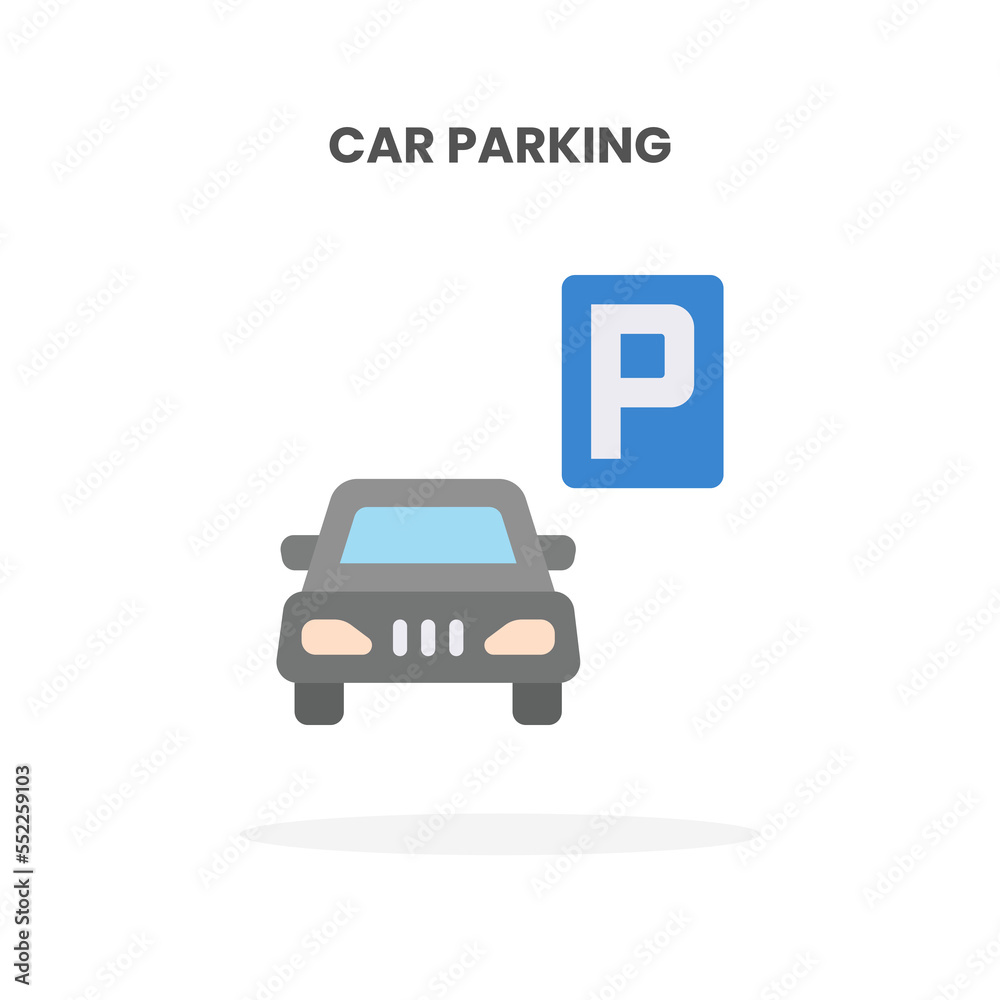 Car Parking icon flat. Vector illustration on white background. Can used for web, app, digital product, presentation, UI and many more. Car Parking icon flat. Vector illustration on white background. Can used for web, app, digital product, presentation, UI and many more.