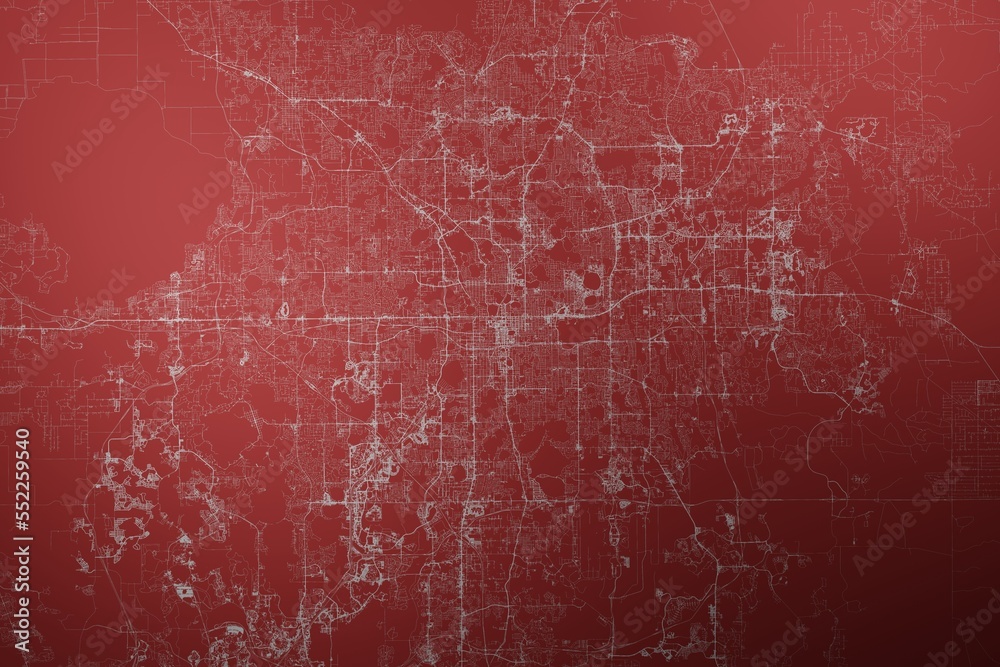 Map of the streets of Orlando (Florida, USA) made with white lines on abstract red background lit by two lights. Top view. 3d render, illustration Map of the streets of Orlando (Florida, USA) made with white lines on abstract red background lit by two lights. Top view. 3d render, illustration