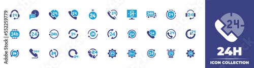 24h icon collection. Containing a 24h icon  24h interface icon. Vector illustration.