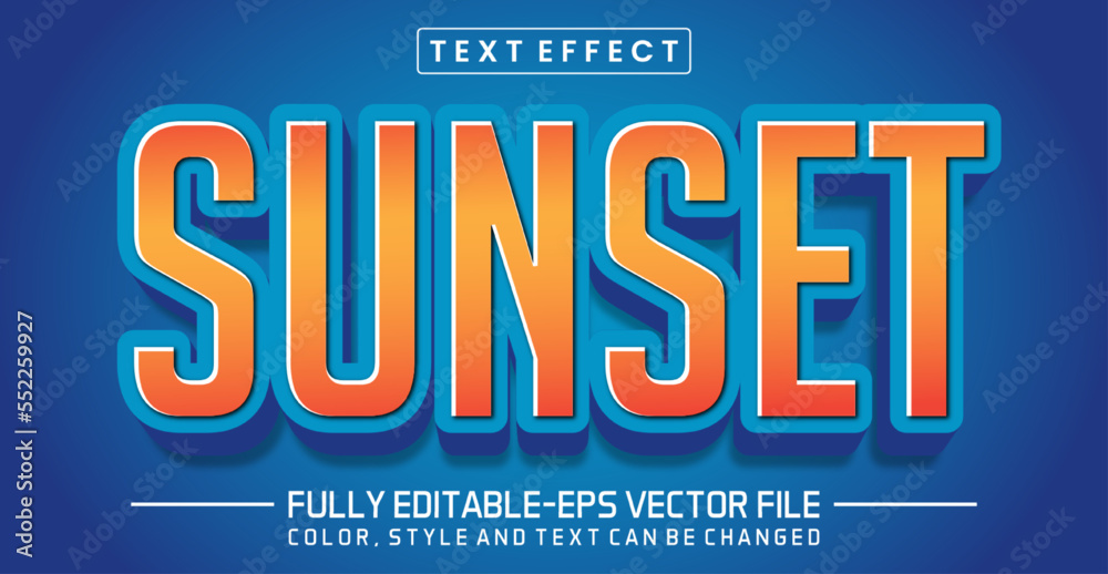 Fototapeta premium Sunset text style effect gradient color 3d concept