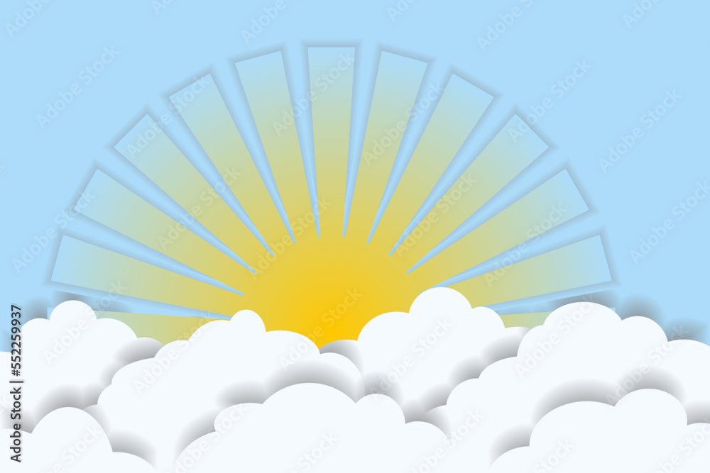 Blue sky, sun and clouds. Vector illustration Blue sky, sun and clouds. Vector illustration