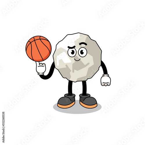 crumpled paper illustration as a basketball player