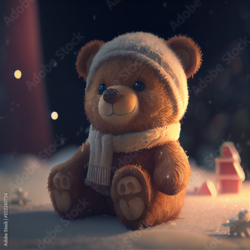Teddy bear in the snow, col...