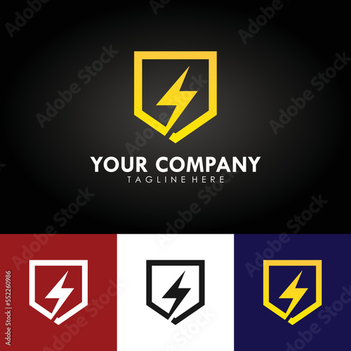 abstract electrical company branding design logo, template design with lightning icon