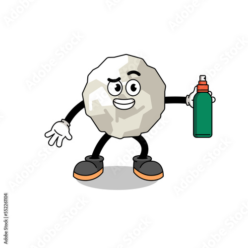 crumpled paper illustration cartoon holding mosquito repellent