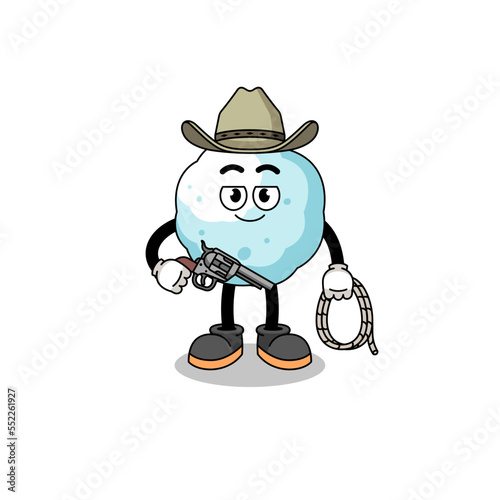 Character mascot of snowball as a cowboy