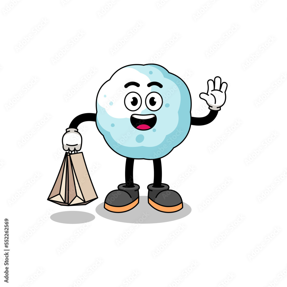 Cartoon of snowball shopping Cartoon of snowball shopping