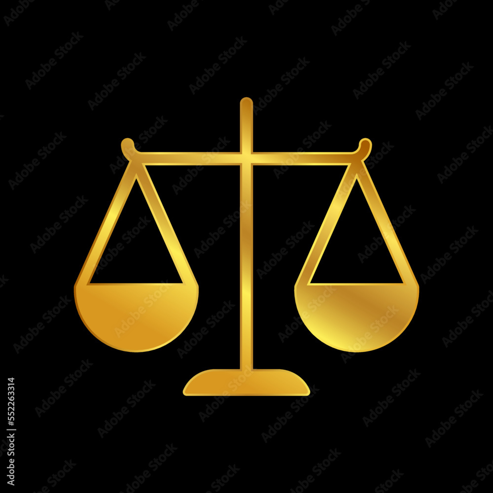 gold scale of justie vector icon gold scale of justie vector icon