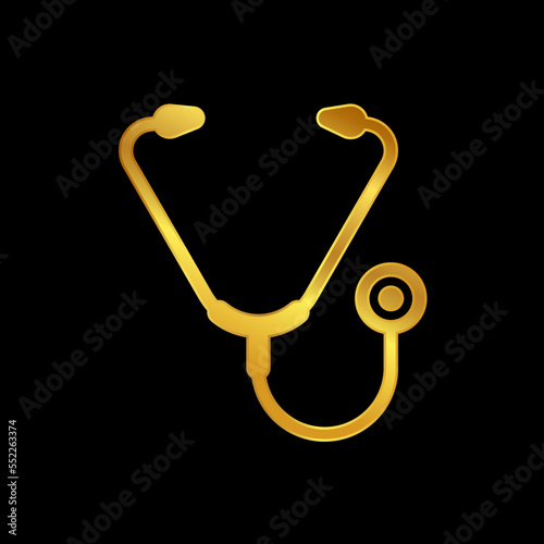 gold stethoscope vector icon