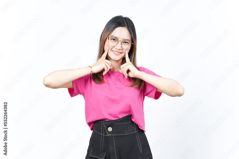 Looking at Camera and Smiling Of Beautiful Asian Woman Isolated On White Background