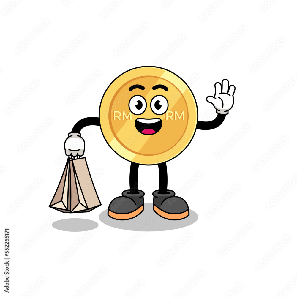 Cartoon of malaysian ringgit shopping Cartoon of malaysian ringgit shopping