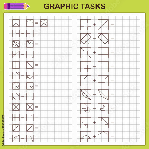 Graphic tasks by cells. Educational games for kids
