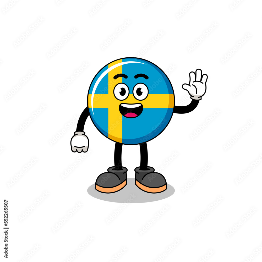 sweden flag cartoon doing wave hand gesture sweden flag cartoon doing wave hand gesture