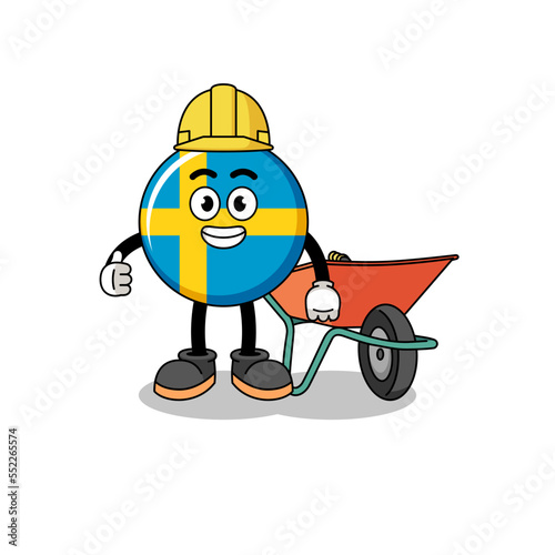 sweden flag cartoon as a contractor