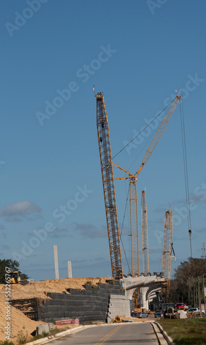 DeLand, Florida, USA. 2022. Construction work to build a new concrete bridge over St Johns River near DeLand Florida.