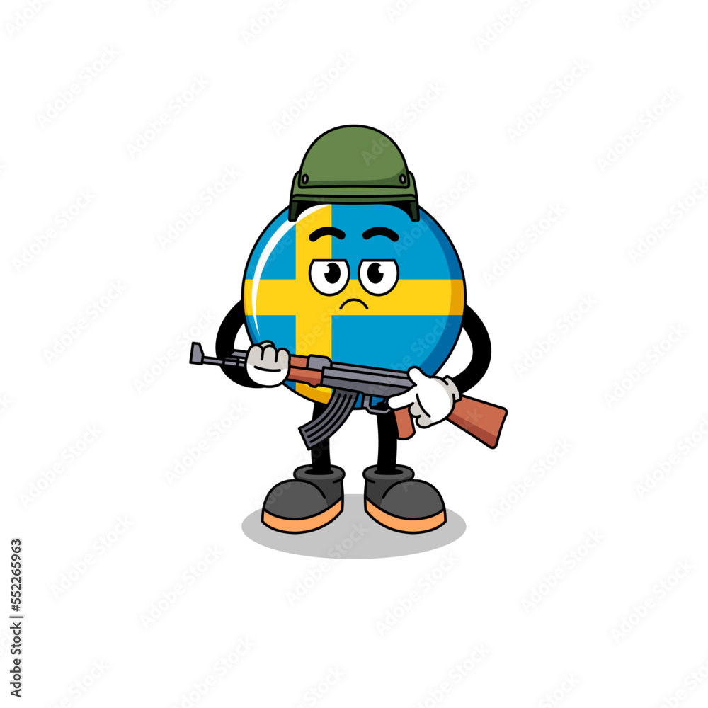 Cartoon of sweden flag soldier Cartoon of sweden flag soldier