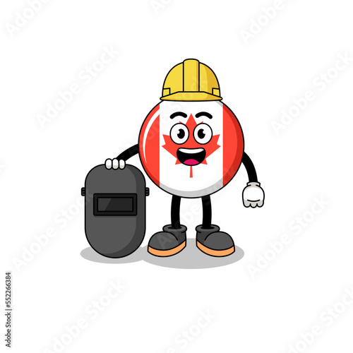 Mascot of canada flag as a welder