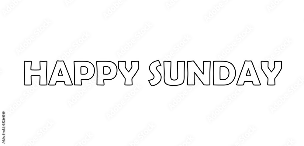 happy Sunday text with white background